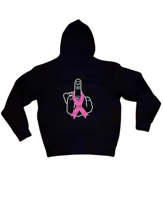 The Family Breast Cancer Awareness Black Hoodie (Middle Finger to Cancer)